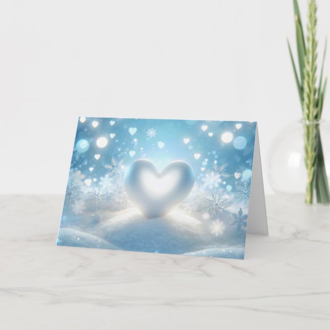 Tarjeta Corazón de invierno de aniversario (Anverso)
