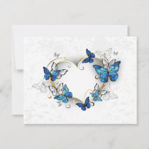 Tarjeta Corazón de joyas con mariposas Morfo