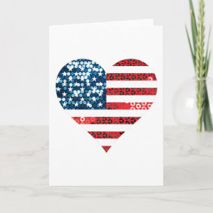 Tarjeta corazón de la bandera de ee.uu.