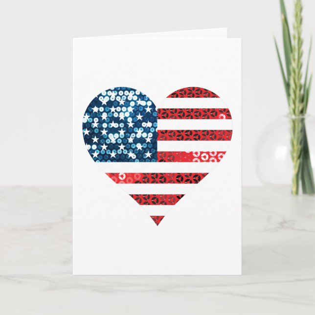 Tarjeta corazón de la bandera de ee.uu. (Anverso)