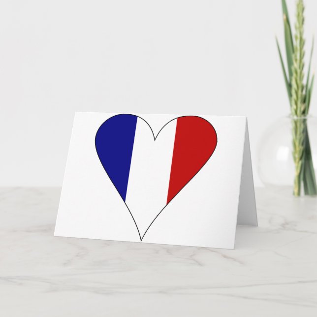 Tarjeta Corazón de la bandera francesa moderno (Anverso)