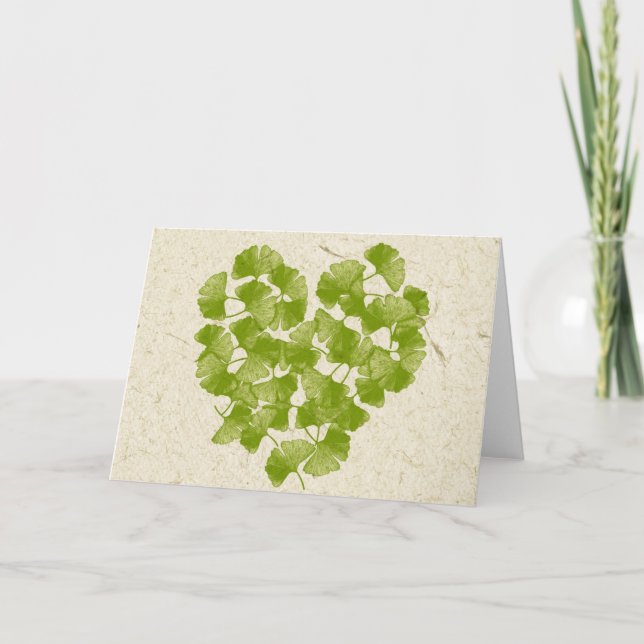Tarjeta Corazón de la hoja del Ginkgo (Anverso)