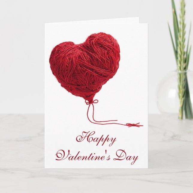 Tarjeta Corazón de Lana Acogedor para San Valentín (Anverso)
