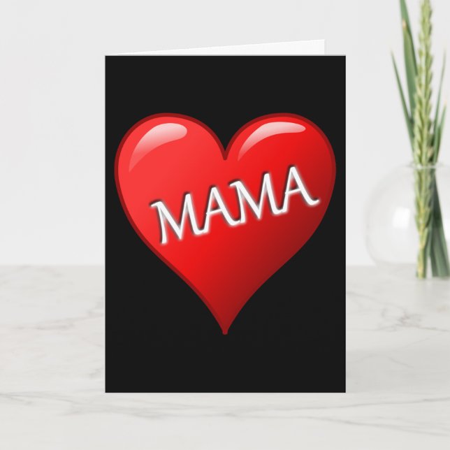 Tarjeta Corazón de mamá con fondo negro (Anverso)