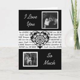 Tarjeta Corazón de Mandala en Blanco y Negro Foto Día de S