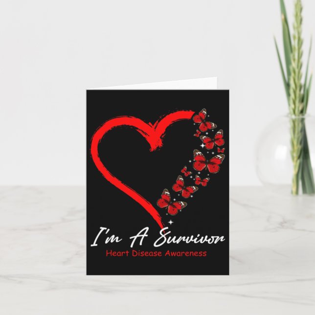 Tarjeta Corazón de mariposa Soy un sobreviviente de enferm (Anverso)