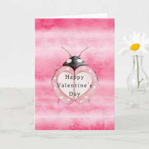 Tarjeta Corazón de Mariquita Rosa Día de San Valentín