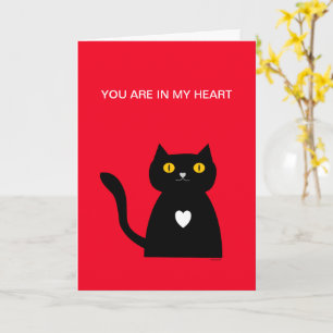 Tarjeta Corazón de Mascota de gato negro que estás en mi a