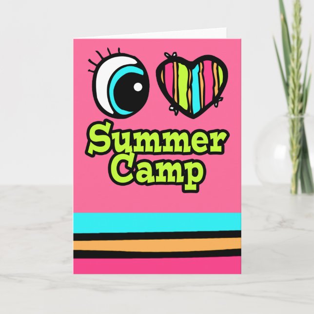 Tarjeta Corazón de ojos brillante me encanta el campamento (Anverso)