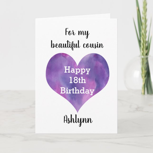 Tarjeta Corazón de oro cumpleaños 18 prima (Anverso)
