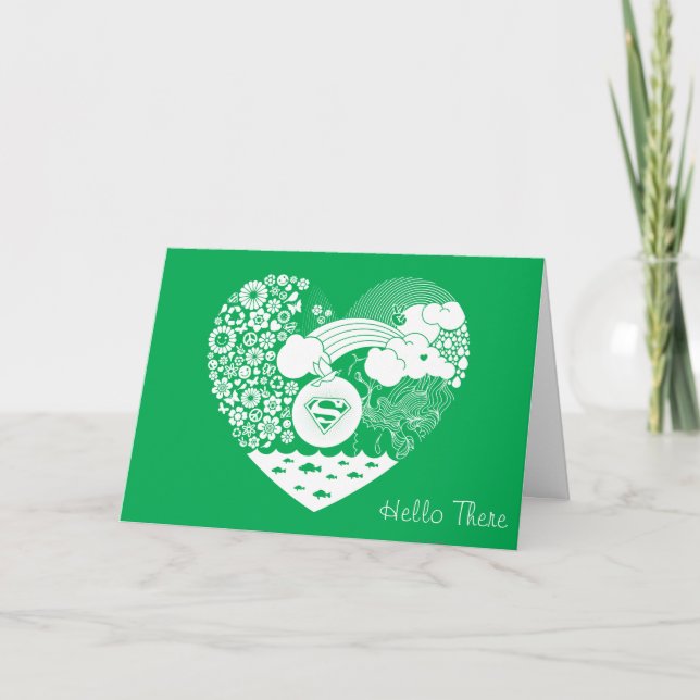 Tarjeta Corazón de paz floral de superchica (Anverso)