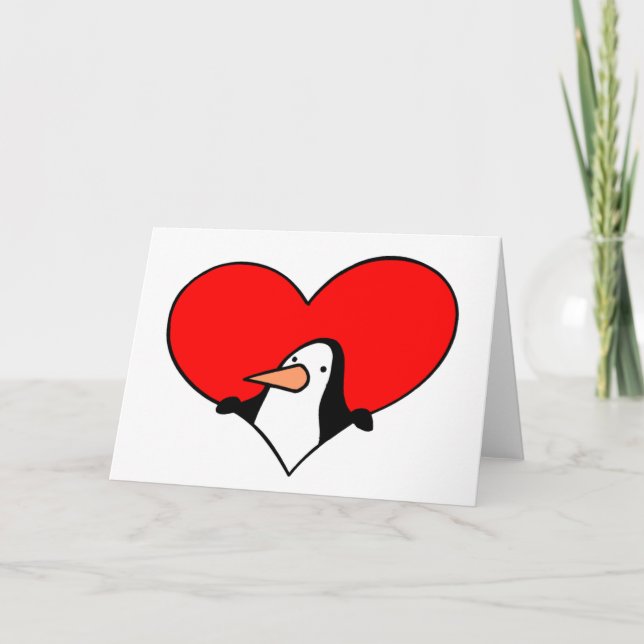 Tarjeta Corazón de Pingüino (Anverso)