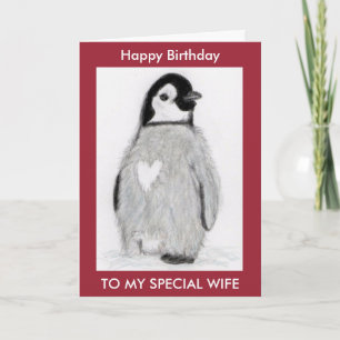TARJETA ¡CORAZÓN DE PINGÜINO CUMPLEAÑOS PARA CUALQUIERA! P