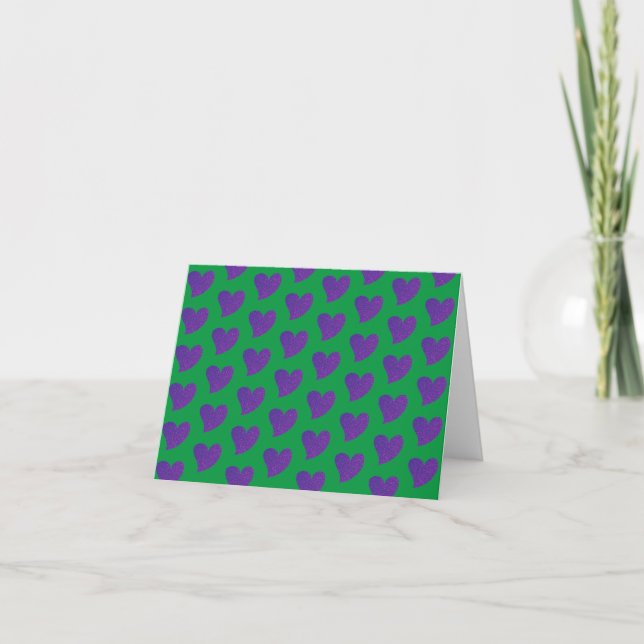 Tarjeta Corazón de Purpurina Verde (Anverso)