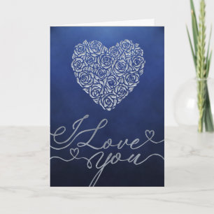 Tarjeta Corazón de Rosa de Plata Elegante Te Amo
