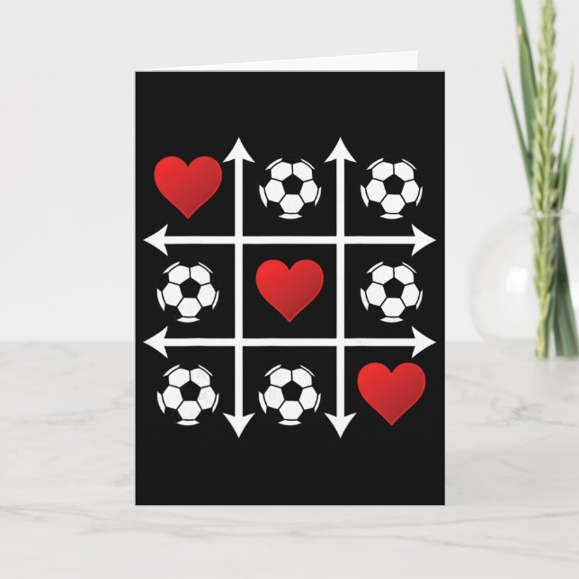 Tarjeta Corazón de San Valentín de fútbol Tic Tac Toe Juga (Anverso)