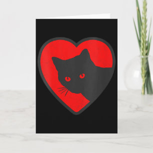 Tarjeta Corazón de San Valentín de gato negro divertido y 