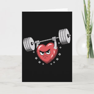 Tarjeta Corazón de San Valentín levantando pesas Entrenami