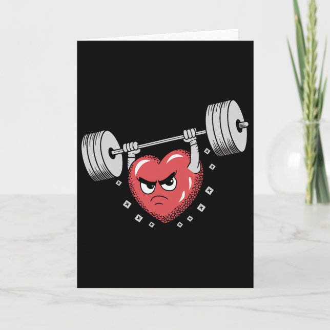 Tarjeta Corazón de San Valentín levantando pesas Entrenami (Anverso)