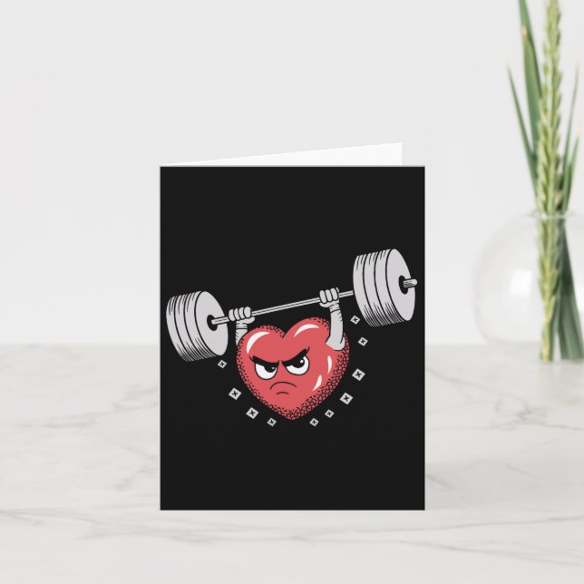 Tarjeta Corazón de San Valentín levantando pesas Entrenami (Anverso)