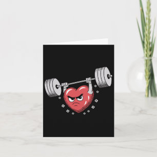 Tarjeta Corazón de San Valentín levantando pesas Entrenami
