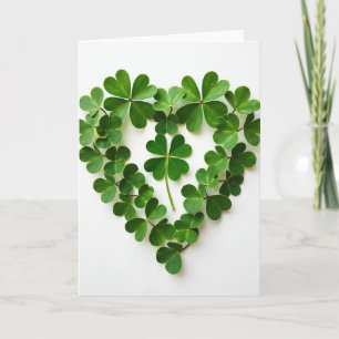 Tarjeta Corazón de Trébol de la Suerte Hojas Verdes Tarjet