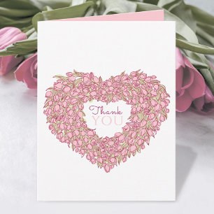 Tarjeta Corazón de tulipán rosa arte tatuado gracias