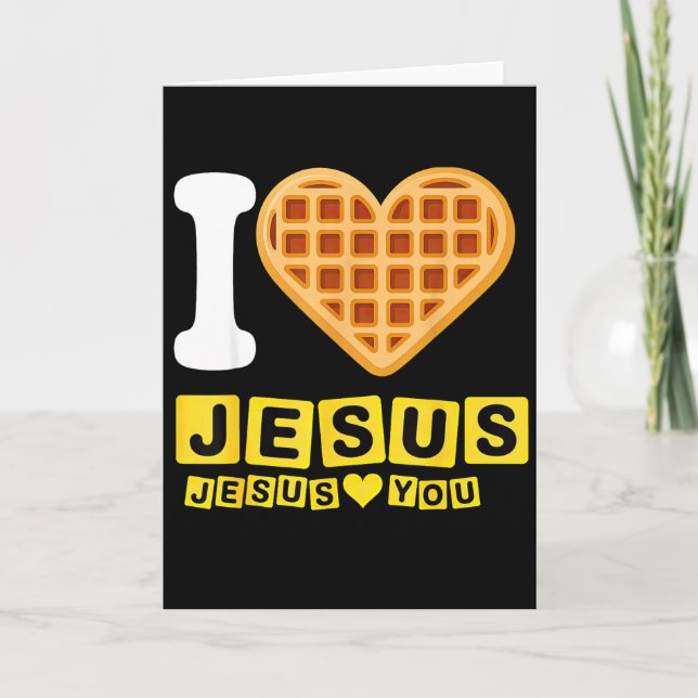 Tarjeta Corazón de Waffle Amo a Jesús (Anverso)