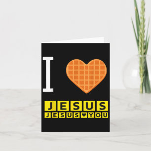 Tarjeta Corazón de Waffle Me Encanta Jesús Divertido Desay