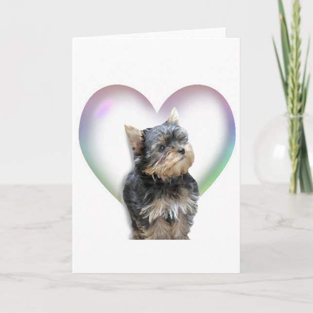 Tarjeta Corazón de Yorkie (Anverso)