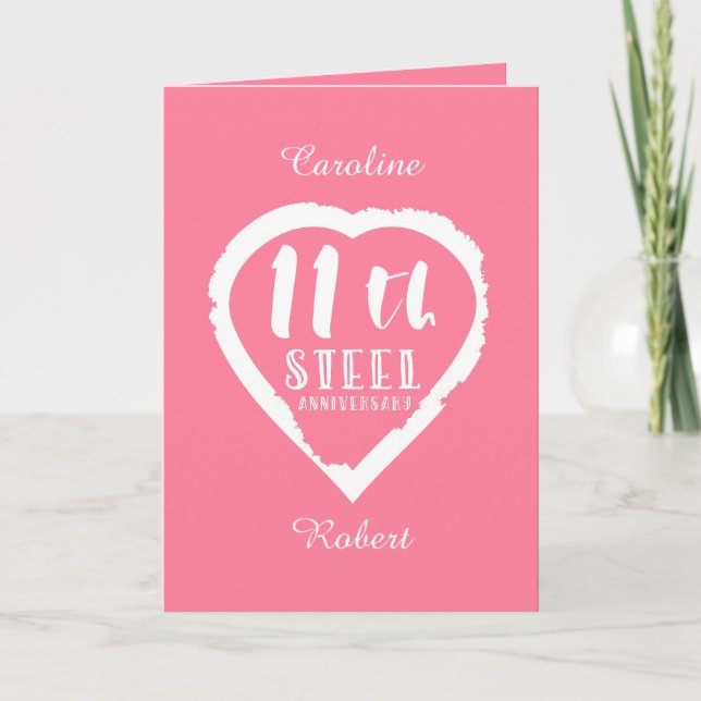 Tarjeta corazón del 11º aniversario de bodas (Anverso)