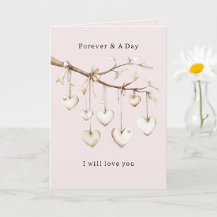Tarjeta Corazón del árbol de amor para siempre de rosa rom