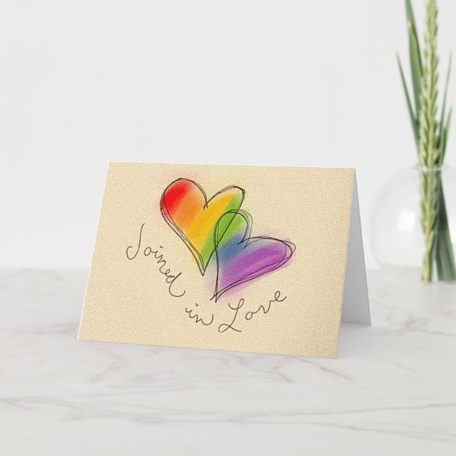 Tarjeta Corazón del arco iris unido en amor (Anverso)