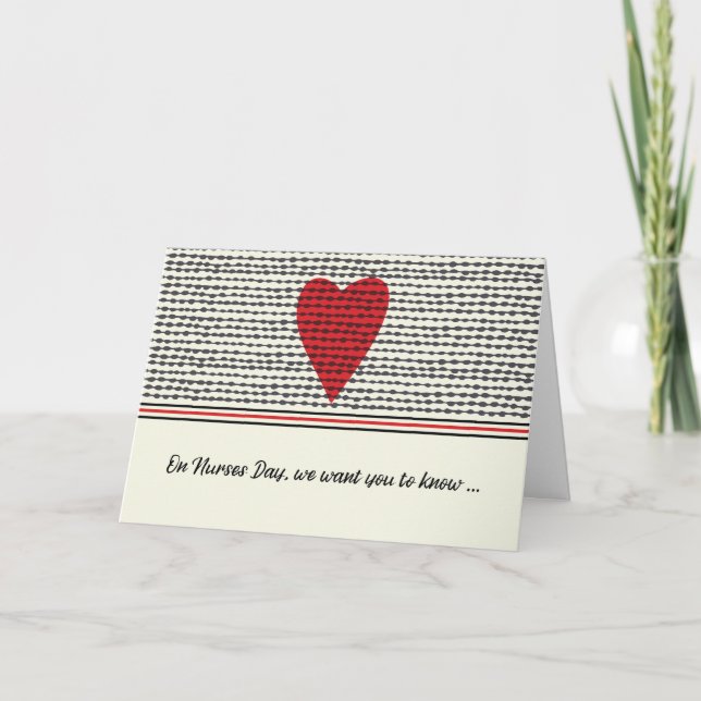 Tarjeta Corazón del día de las enfermeras de grupo (Anverso)