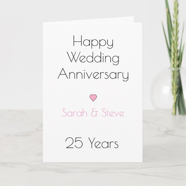 Tarjeta Corazón del feliz aniversario del Boda (Anverso)
