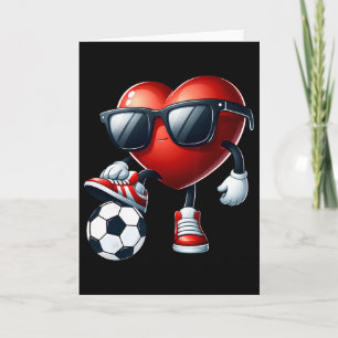 Tarjeta Corazón Divertido Jugando Fútbol Día de San Valent