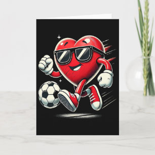 Tarjeta Corazón Divertido Jugando Fútbol Día de San Valent
