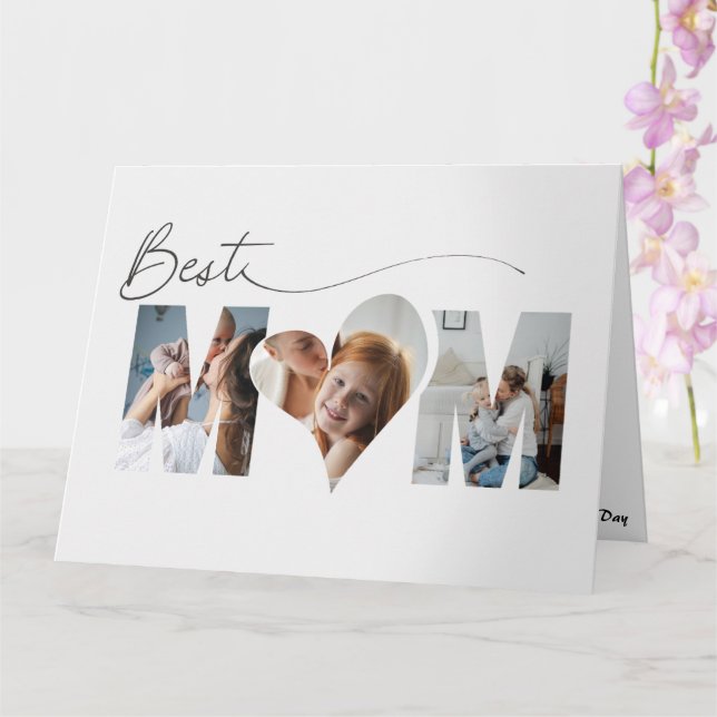 Tarjeta Corazón Doblado Mamá Día de las Madres (Orquídea)