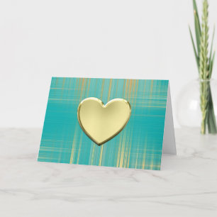 Tarjeta Corazón dorado sobre turquesa