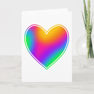 Tarjeta Corazón en blanco de arcoíris brillante