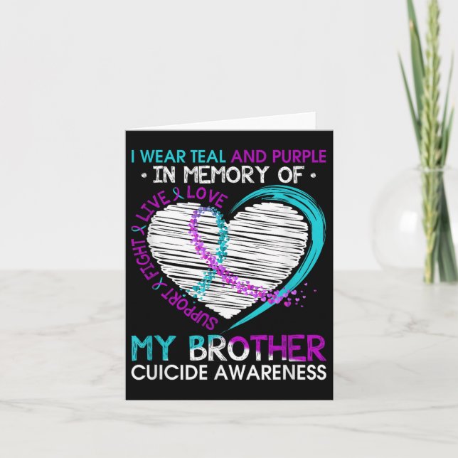 Tarjeta Corazón En Memoria De Mi Hermano Conciencia Sobre  (Anverso)