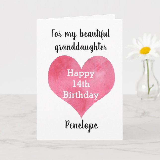 Tarjeta Corazón feliz cuarto cumpleaños para su nieta (Planta pequeña)