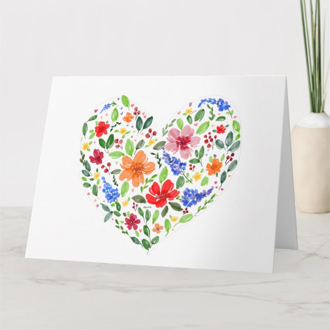 Tarjeta Corazón Floral (Anverso)