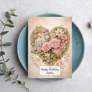Tarjeta Corazón Floral