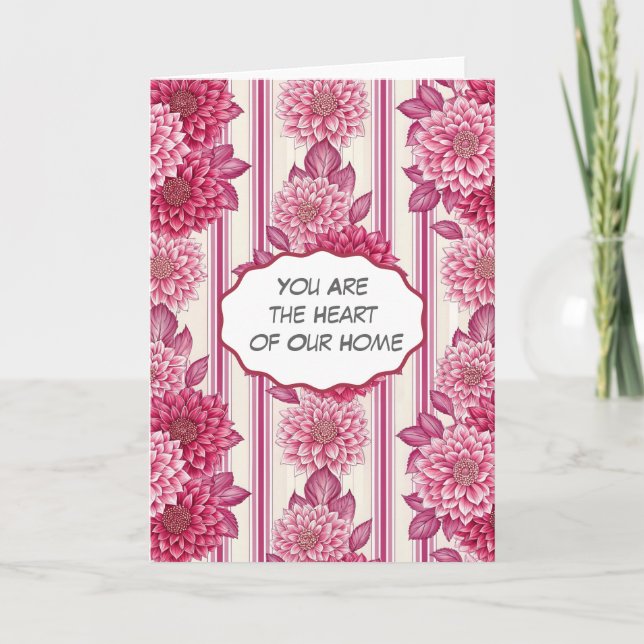 Tarjeta Corazón Floral de Nuestro Hogar (Anverso)