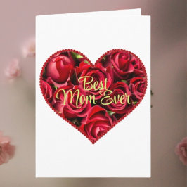 Tarjeta Corazón Floral Moderno Mejor Mamá Día de la Madre