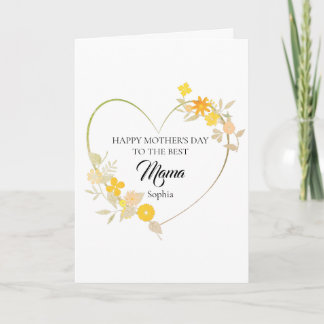 Tarjeta Corazón Floral Personalizado del Día de la Madre c