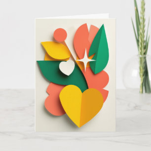 Tarjeta Corazón floral recortado en capas de papel