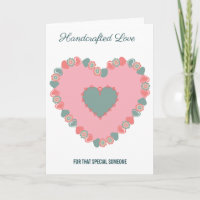 Corazón floral rosa y azul retro romántico saludo