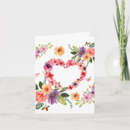 Tarjeta Corazón floral y flores